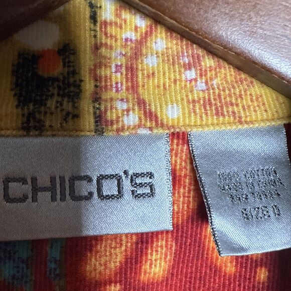 Chico's Southwest Aztec Long Sleeve Cotton Corduroy Shirt Women's Size Small - Picture 9 of 11